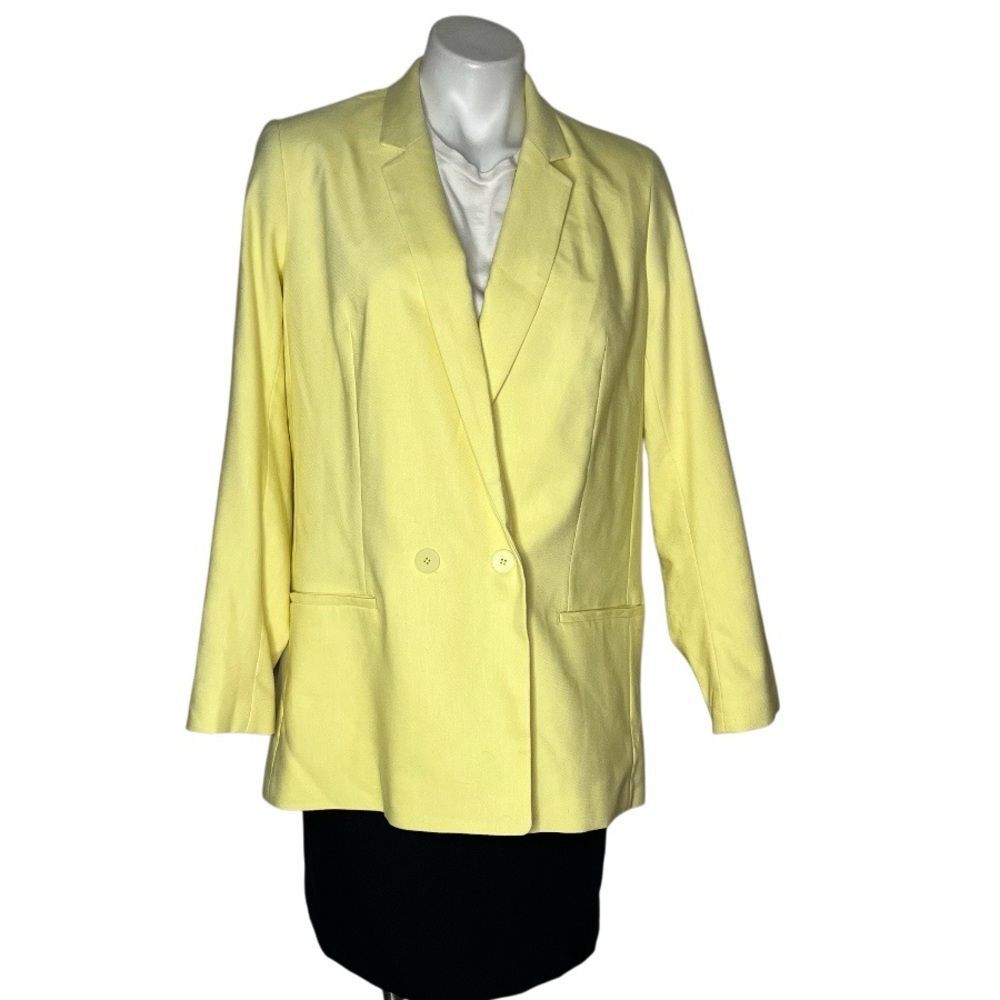 EXPRESS Yellow Blazer Suit Jacket Oversized Boyfriend Double Breasted Size Large